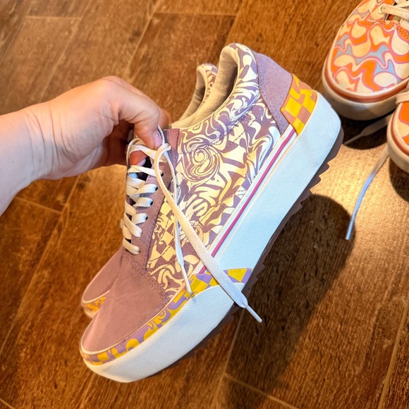 Vans 2 Pairs Bundle Lot Size 11 Platforms Purple Orange Classic - Picture 5 of 12